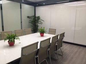 Switchable glass wall partition off