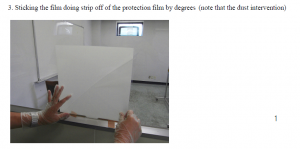 paste adhesive smart film on dry glass surface
