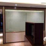 Switchable glass wall partition off