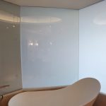 Smart glass film for hotel bathroom room